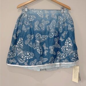 Millenium NWT butterfly print ombré blue silver detail mini skirt large